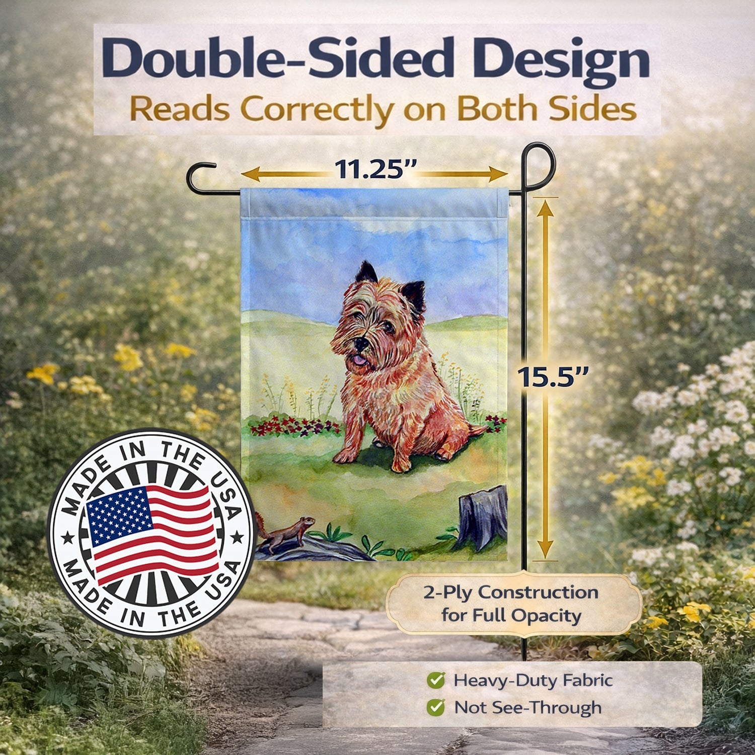 Cairn Terrier and the Chipmunk Garden Flag Mailbox Decorative Yard Banner Outside Patio Artwork for Flower Beds, Garden Size, Multicolor