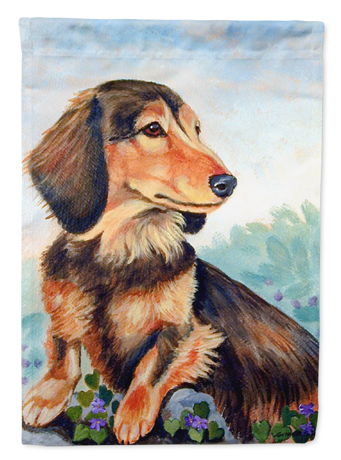 Long Hair Chocolate and Cream Dachshund Garden Flag Mailbox Decorative Yard Banner Outside Patio Artwork for Flower Beds, Garden Size, Multicolor