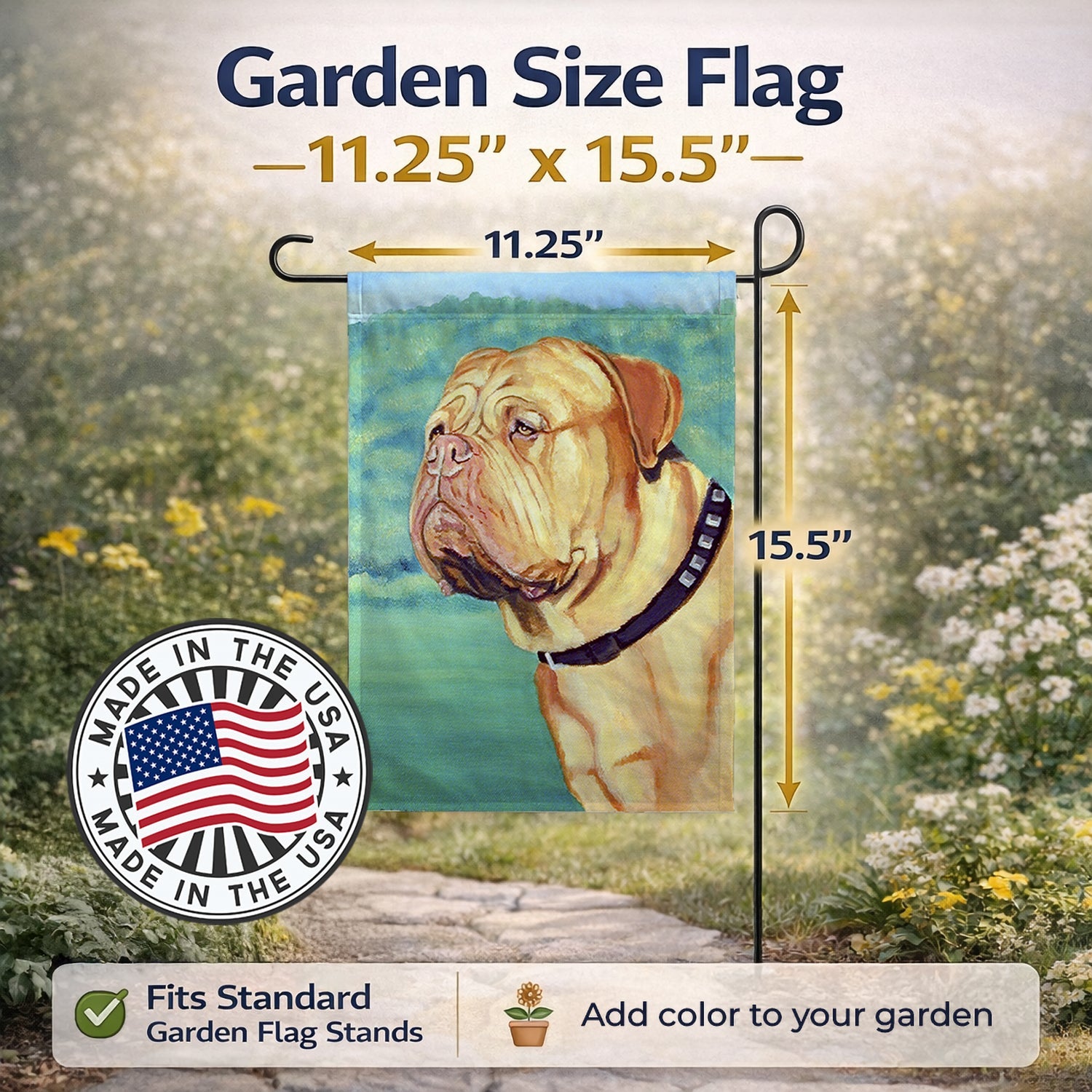 Dogue de Bordeaux Garden Flag Mailbox Decorative Yard Banner Outside Patio Artwork for Flower Beds, Garden Size, Multicolor