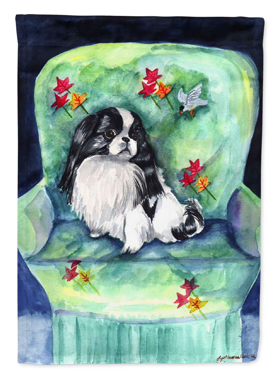 Japanese Chin in Momma's Chair Garden Flag Mailbox Decorative Yard Banner Outside Patio Artwork for Flower Beds, Garden Size, Multicolor