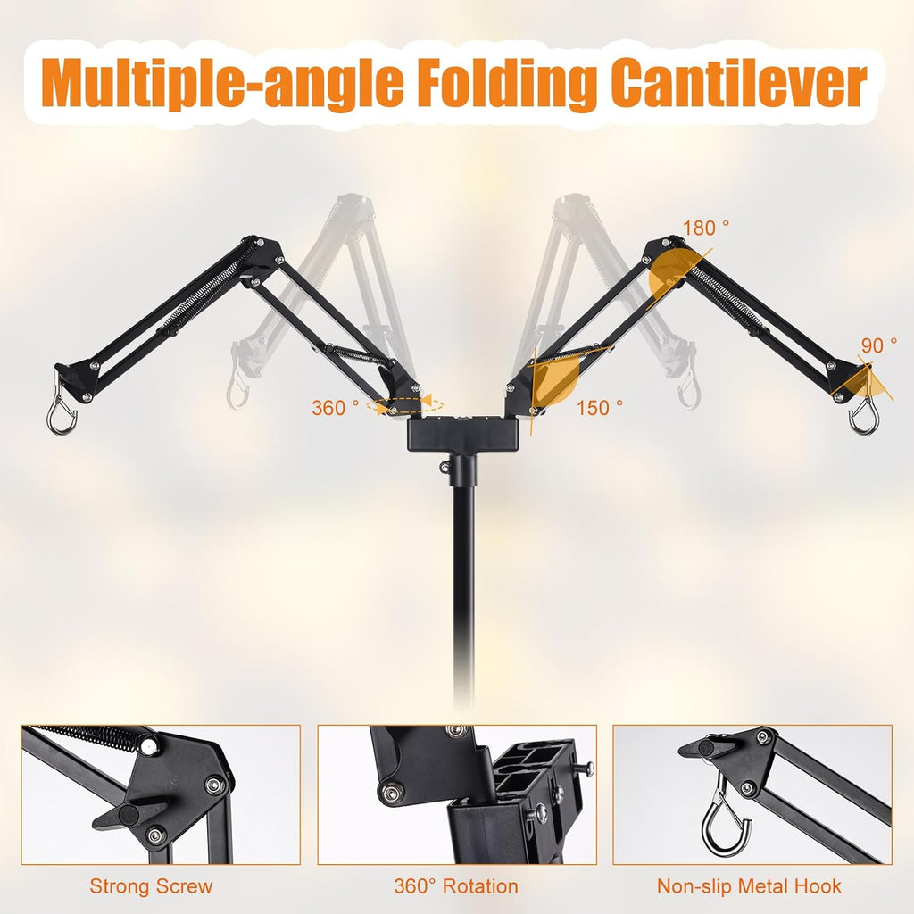 Dual Reptile Lamp Stand Adjustable Heat Light Holder up to 74 Inch