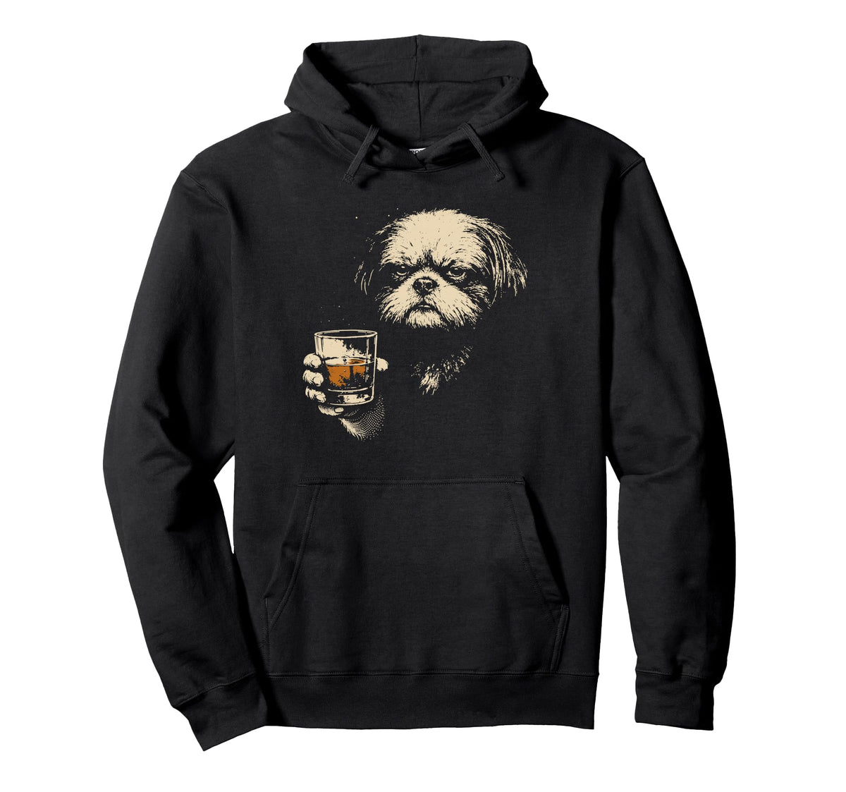 Shih Tzu Drinking Whiskey 90S Hoodie - Novelty Apparel Unisex