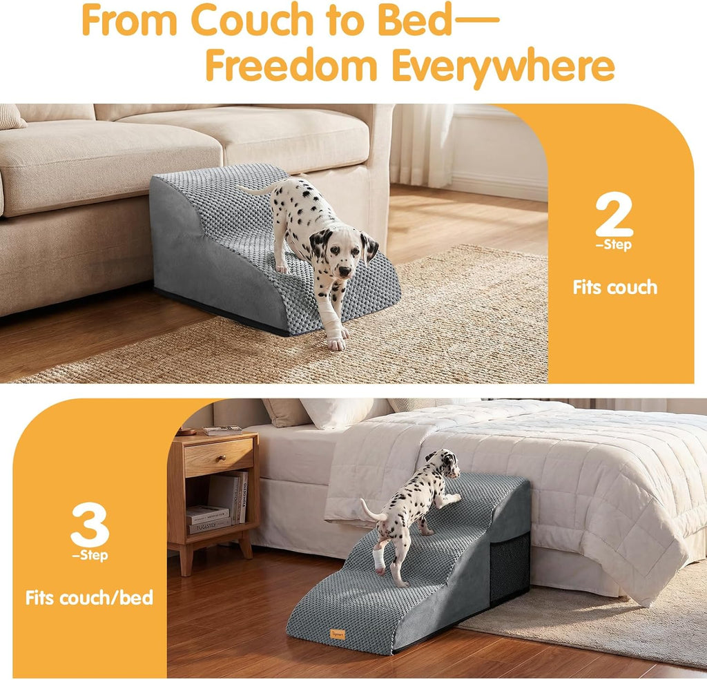 Foam Dog Stairs for Small Dogs & Cats Non Slip Pet Steps 2 Tier
