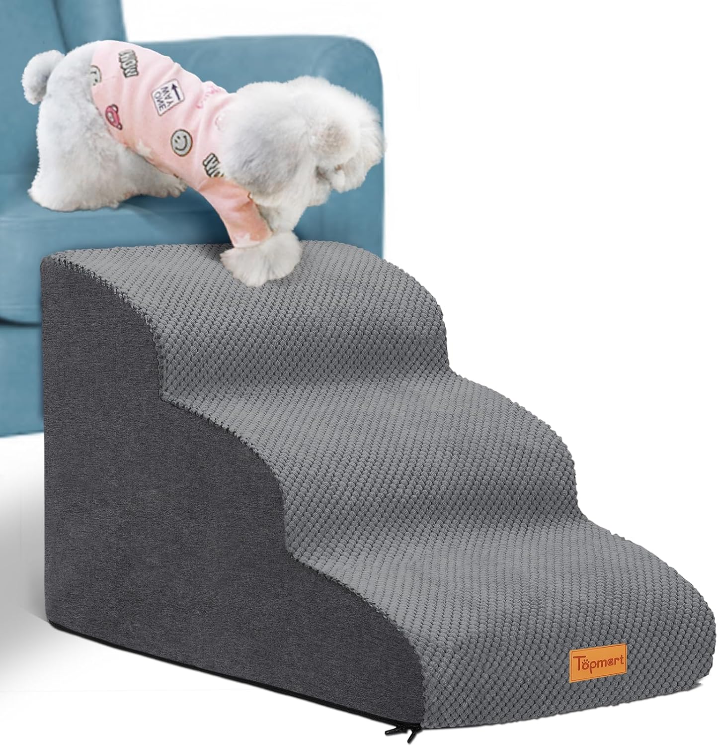 Foam Dog Stairs for Small Dogs & Cats Non Slip Pet Steps 2 Tier