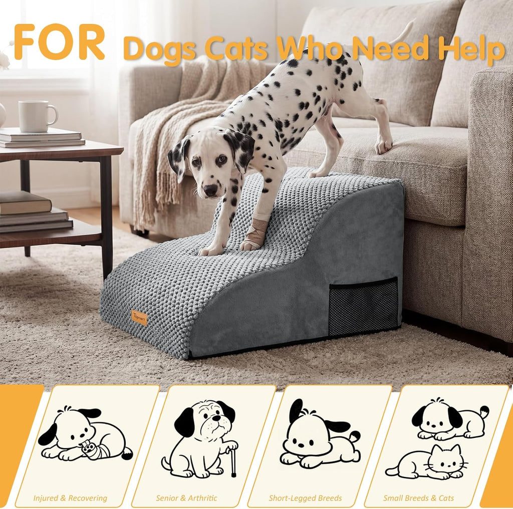 Foam Dog Stairs for Small Dogs & Cats Non Slip Pet Steps 2 Tier
