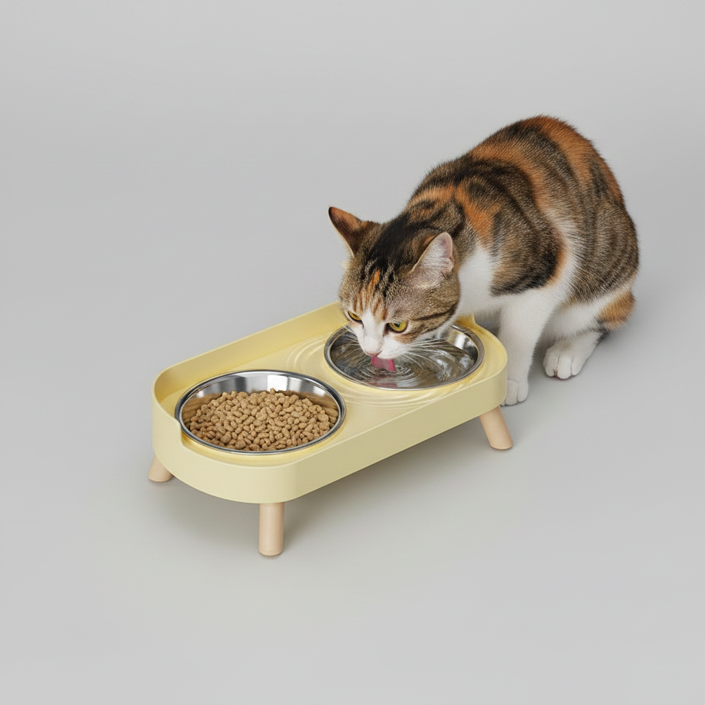 Elevated Dual-Bowl Feeding Station