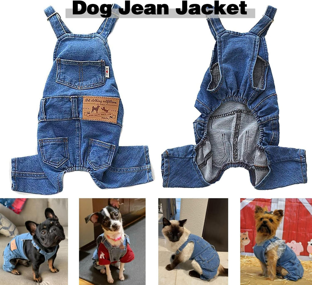 Dog Denim Overalls Jumpsuit Adjustable Pet Jeans for Small Dogs Cats