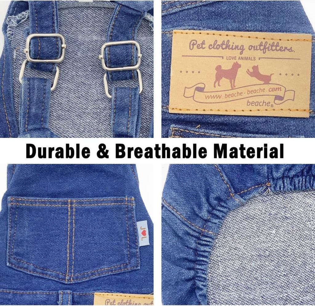 Dog Denim Overalls Jumpsuit Adjustable Pet Jeans for Small Dogs Cats