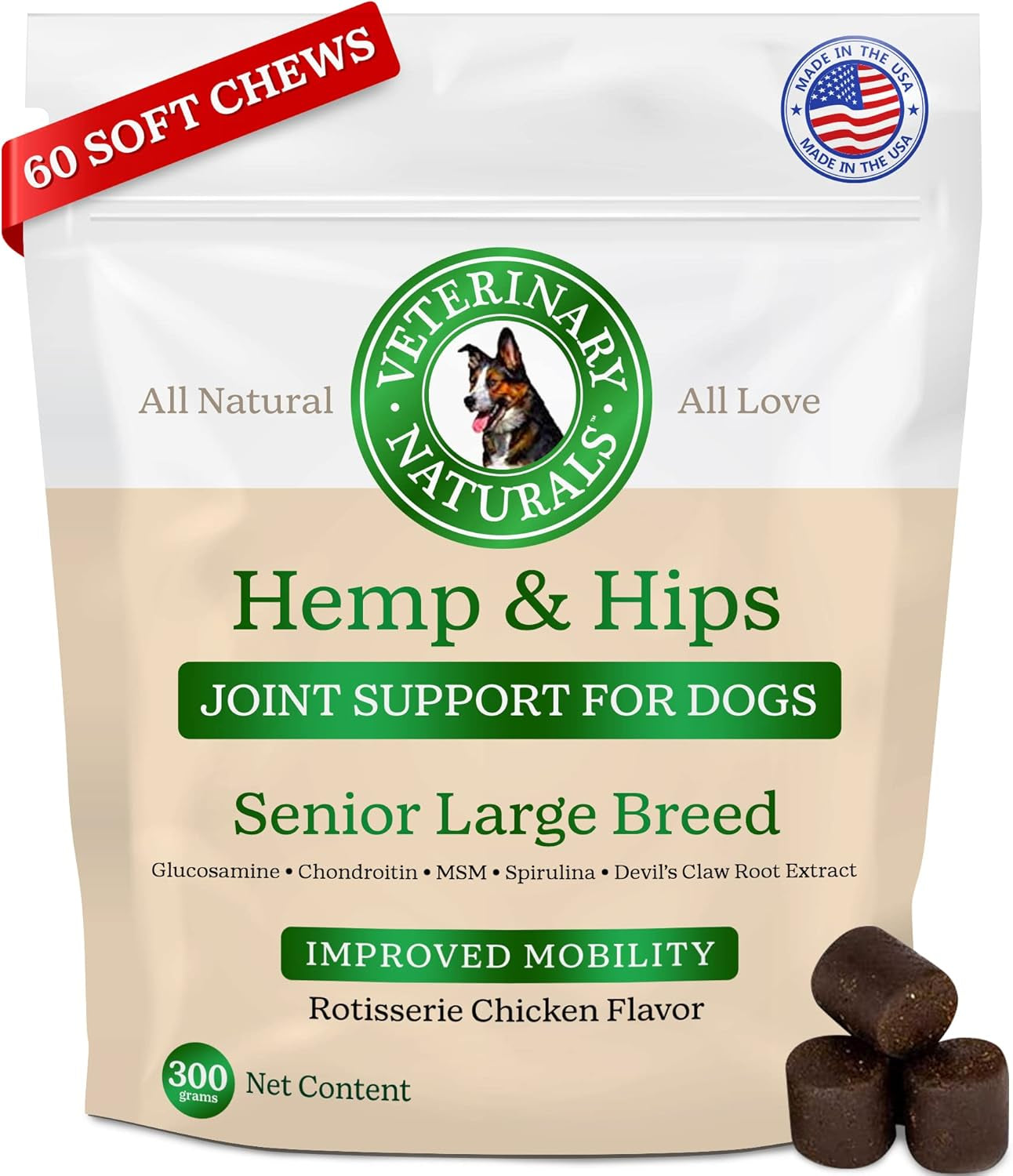 Dog Hip Joint Supplement Hemp Glucosamine Chews Senior Large Breed
