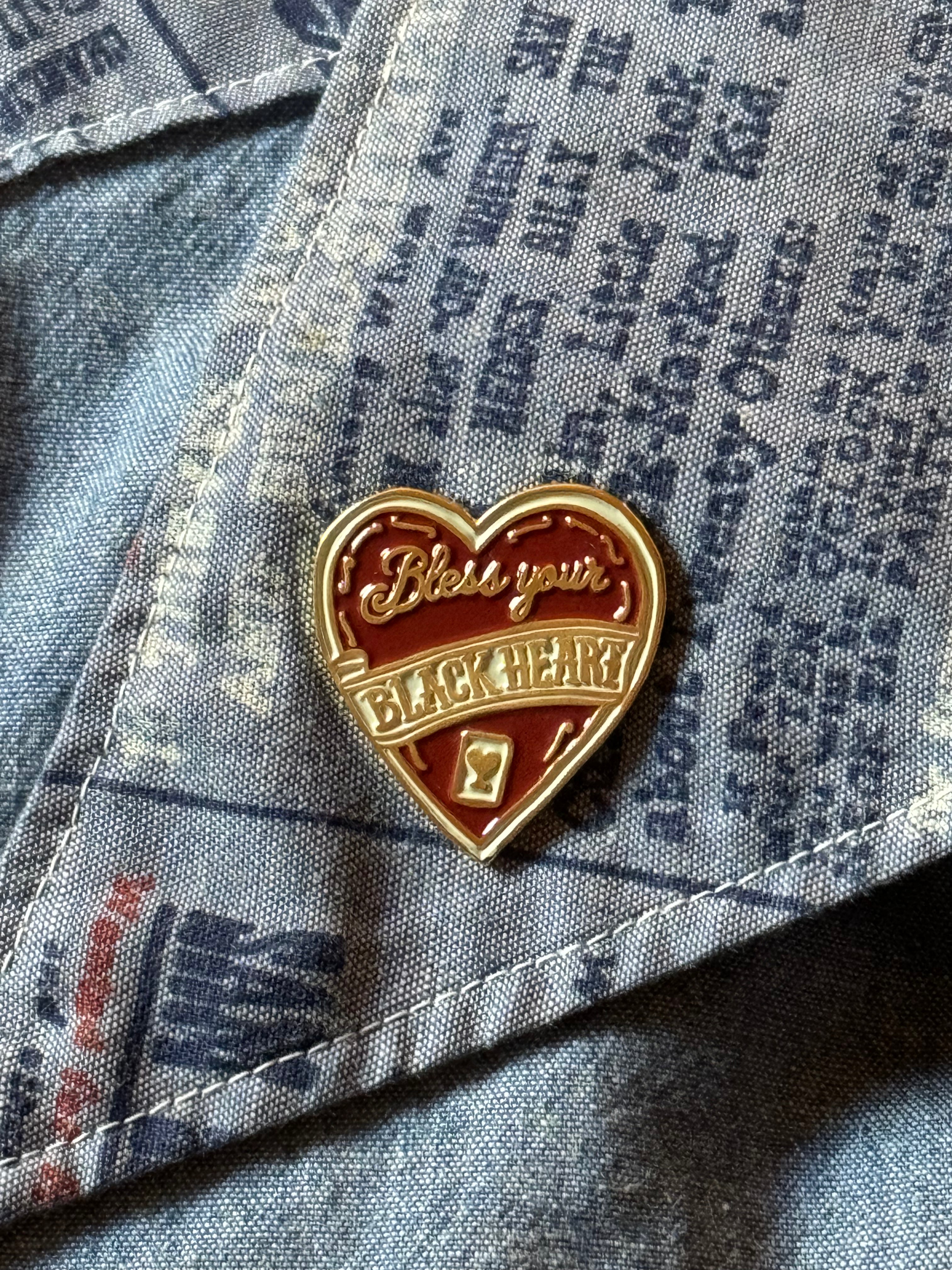 Bless Your Black Heart Enamel Pin | Southern Gothic Pin