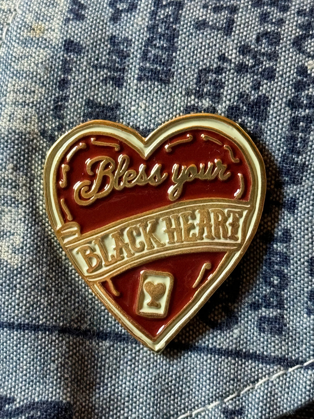 Bless Your Black Heart Enamel Pin | Southern Gothic Pin