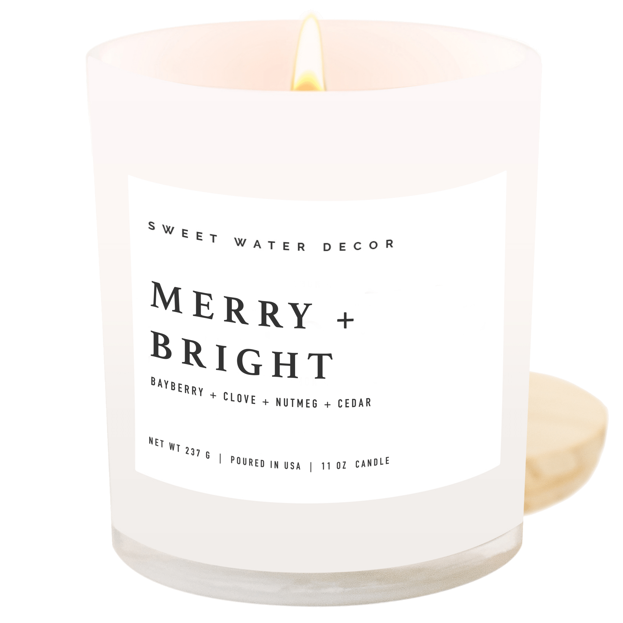 Merry and Bright Soy Candle - White Jar - 11 oz