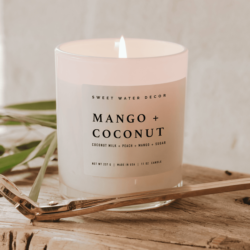 Mango and Coconut Soy Candle - White Jar - 11 oz