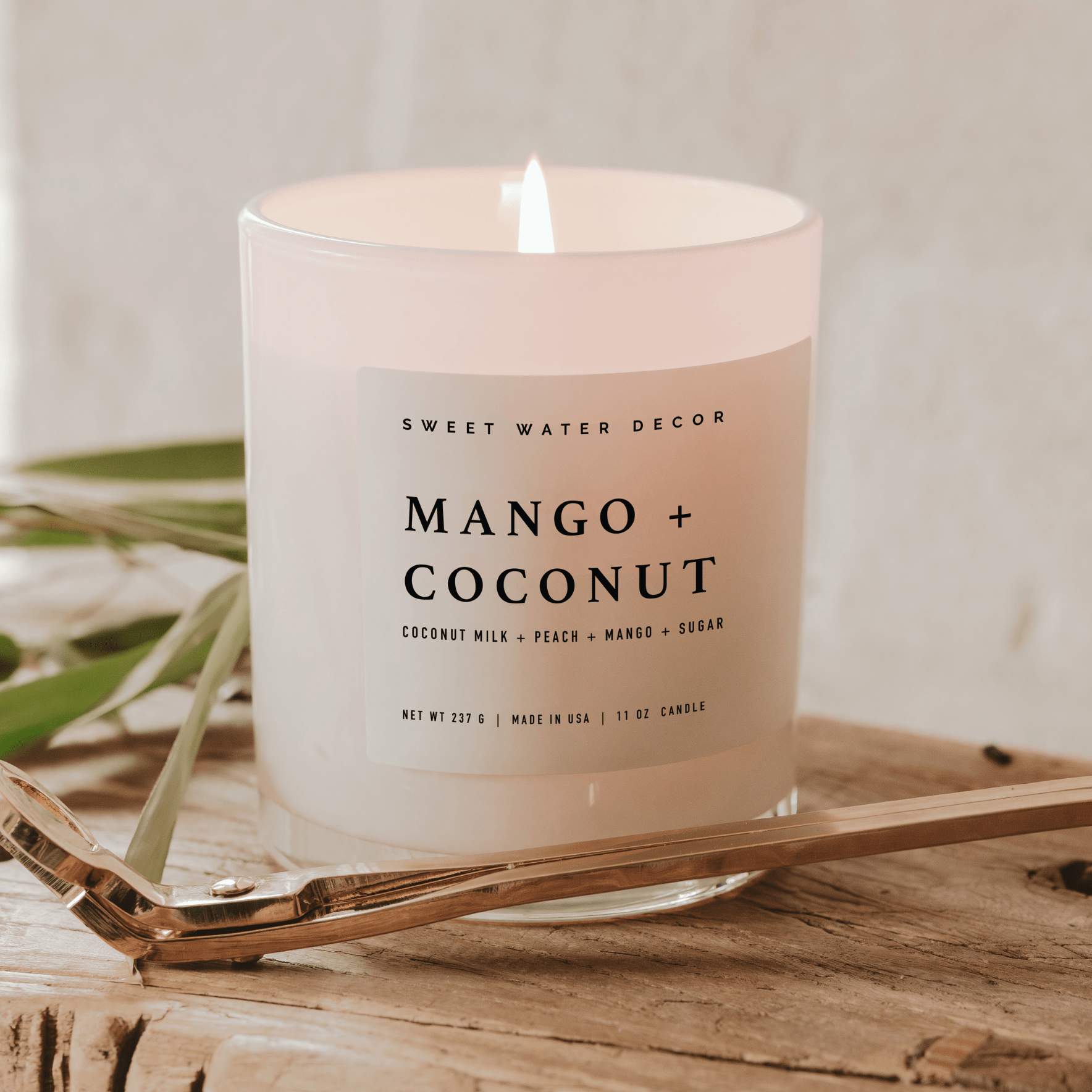 Mango and Coconut Soy Candle - White Jar - 11 oz