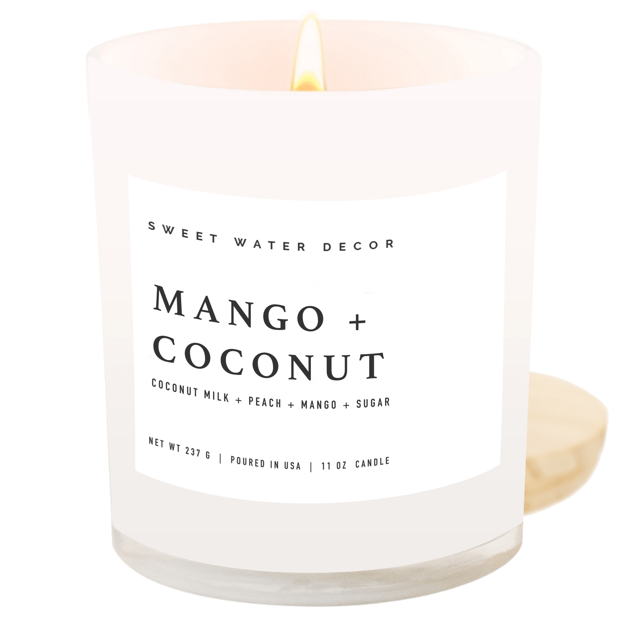 Mango and Coconut Soy Candle - White Jar - 11 oz