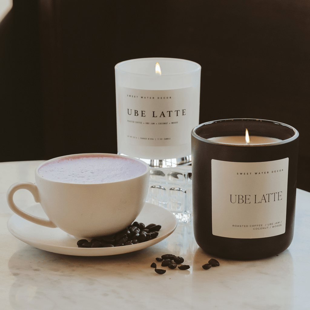 Ube Latte Soy Candle - White Jar - 11 oz