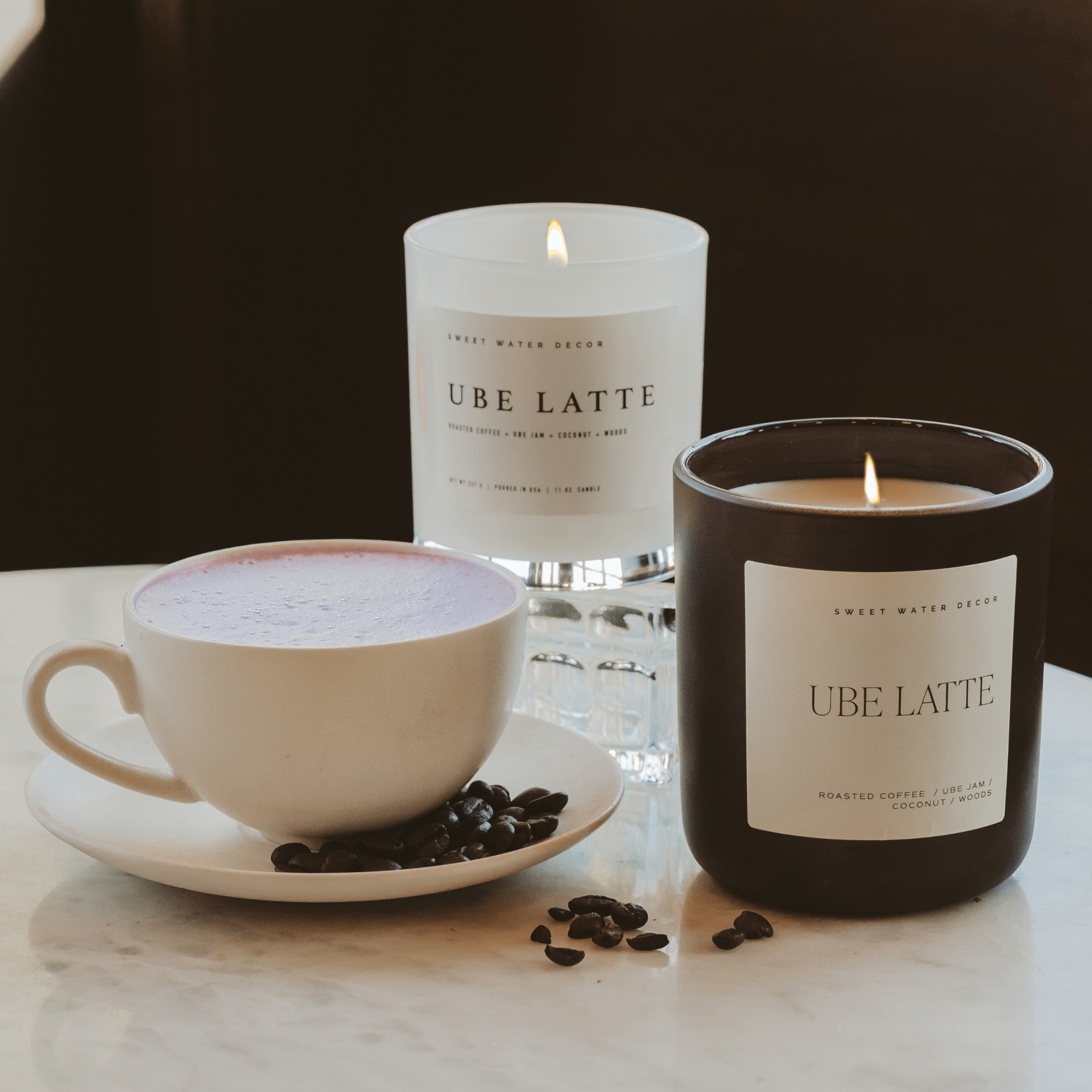 Ube Latte Soy Candle - White Jar - 11 oz