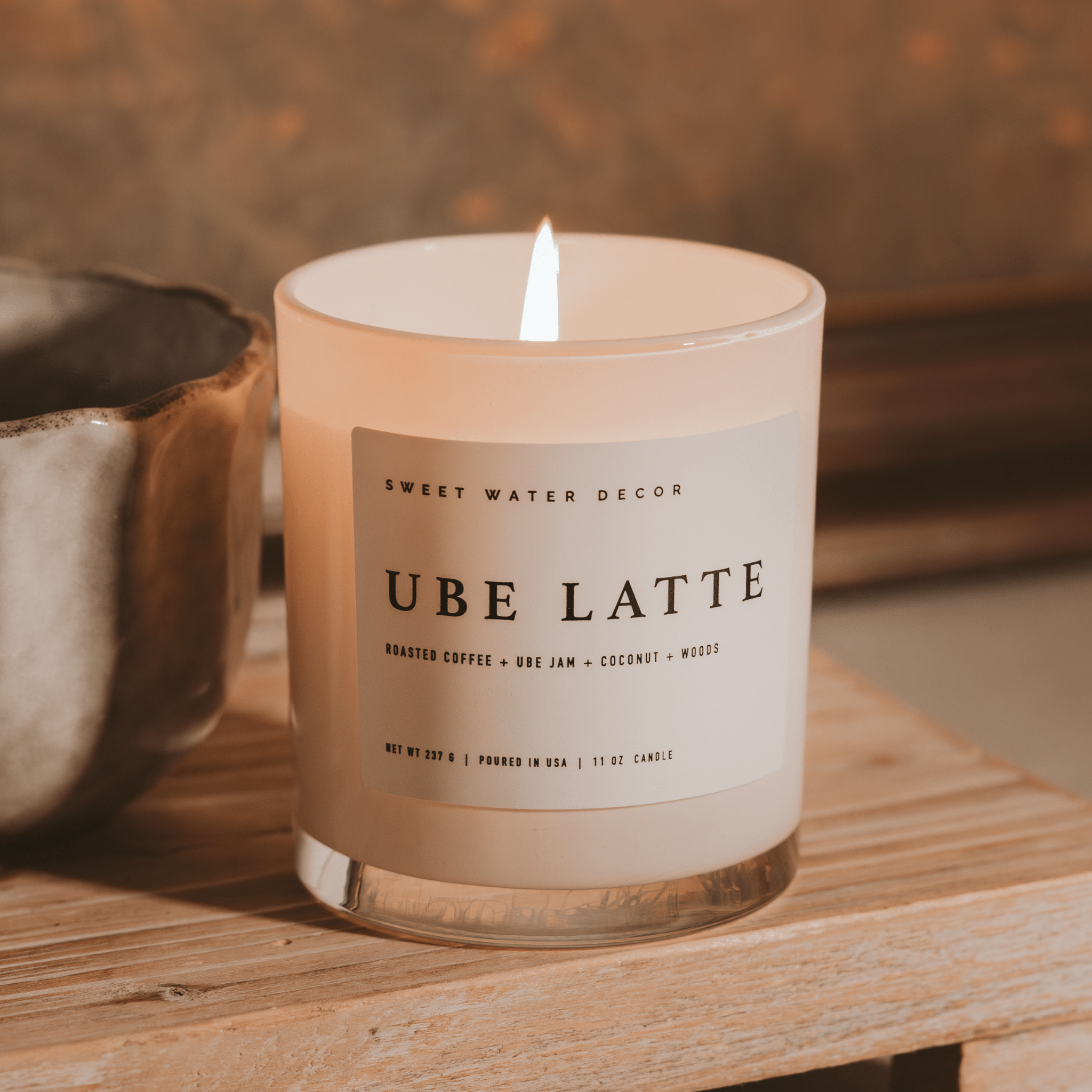 Ube Latte Soy Candle - White Jar - 11 oz