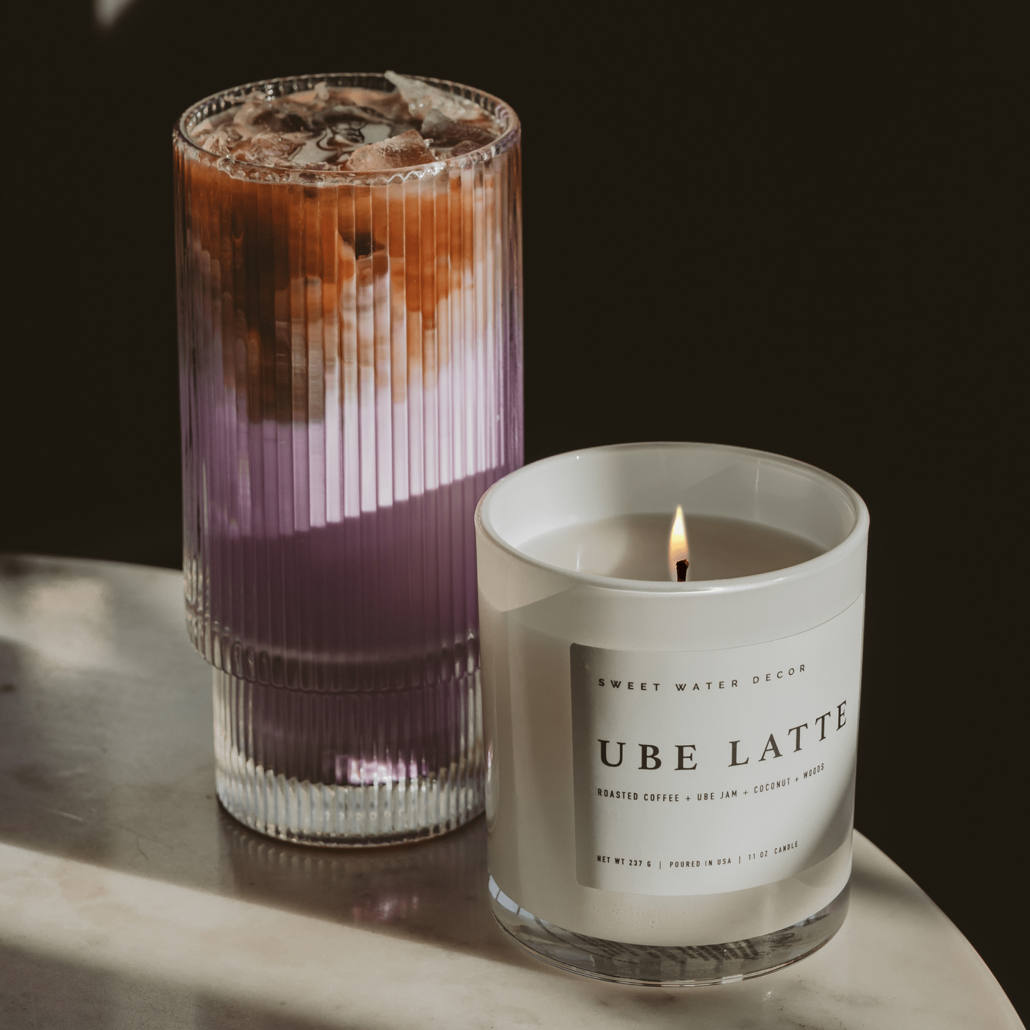 Ube Latte Soy Candle - White Jar - 11 oz
