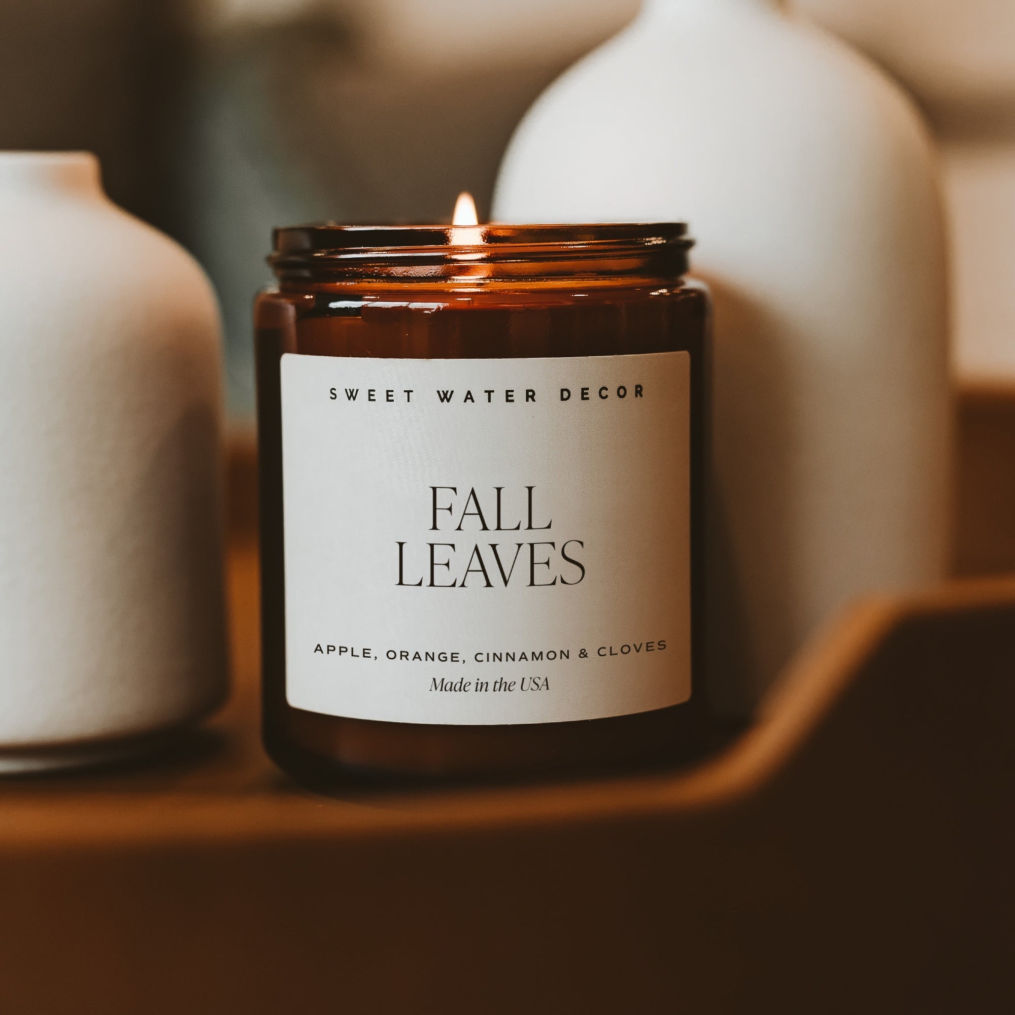 Fall Leaves Soy Candle - Amber Jar - 9 oz