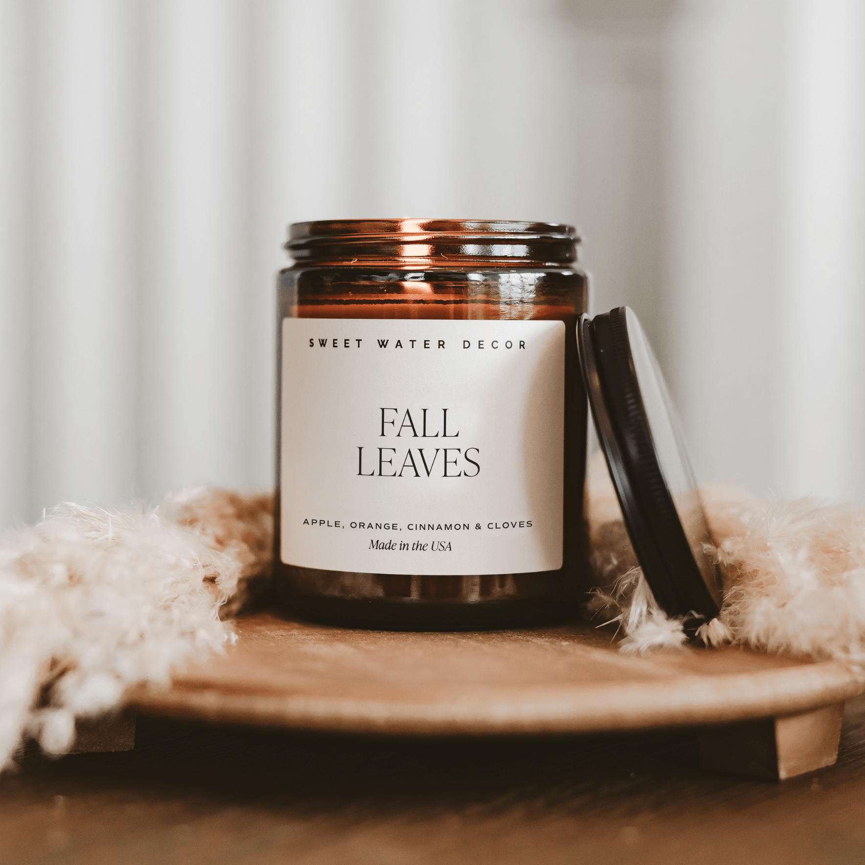 Fall Leaves Soy Candle - Amber Jar - 9 oz