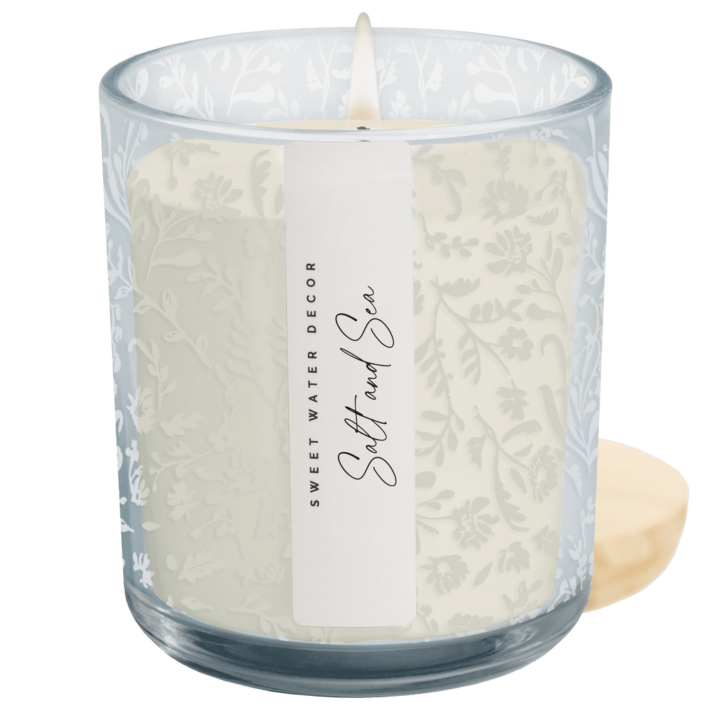Salt and Sea Soy Candle - Blue Tinted Glass Jar - 12 oz