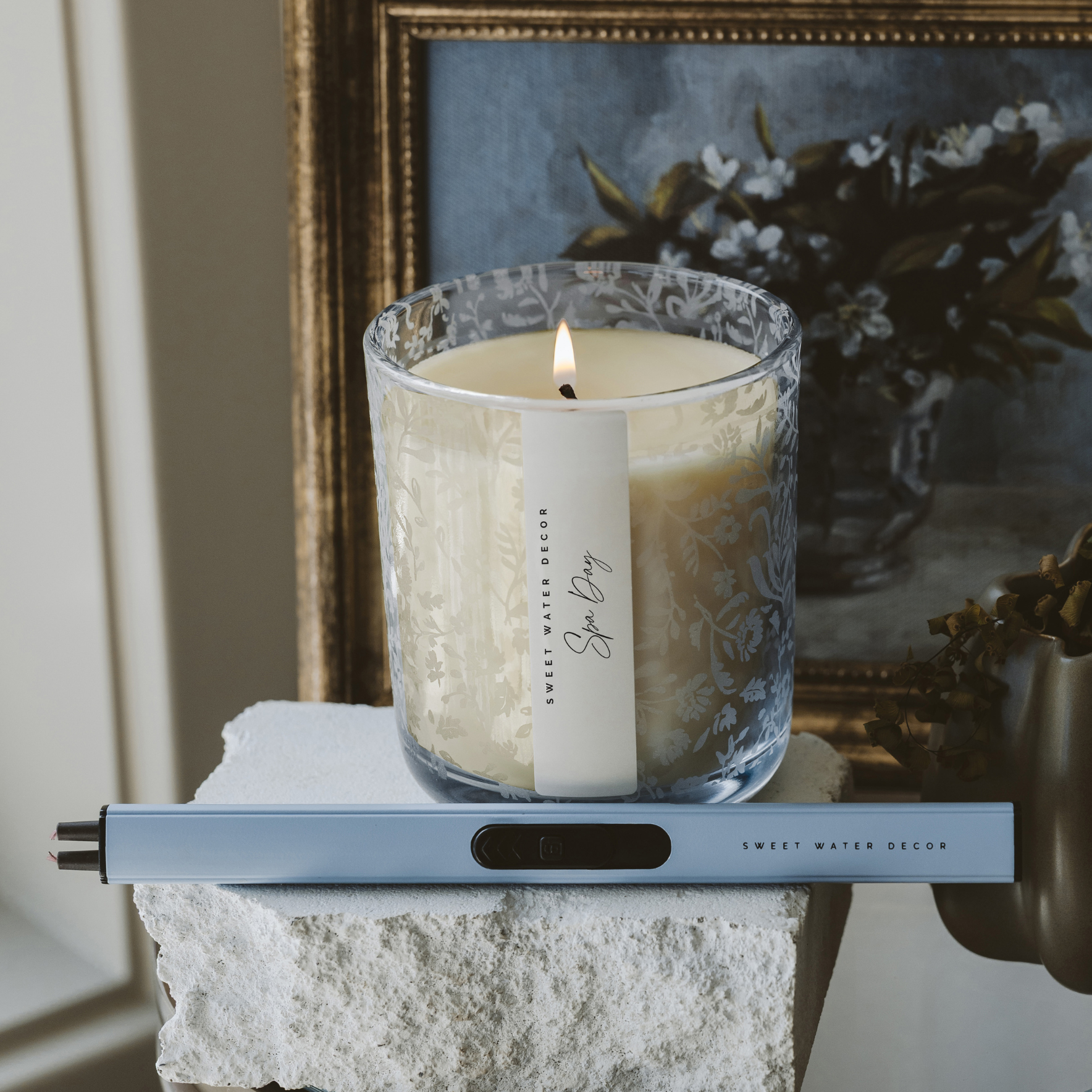 Spa Day Soy Candle - Blue Tinted Glass Jar - 12 oz