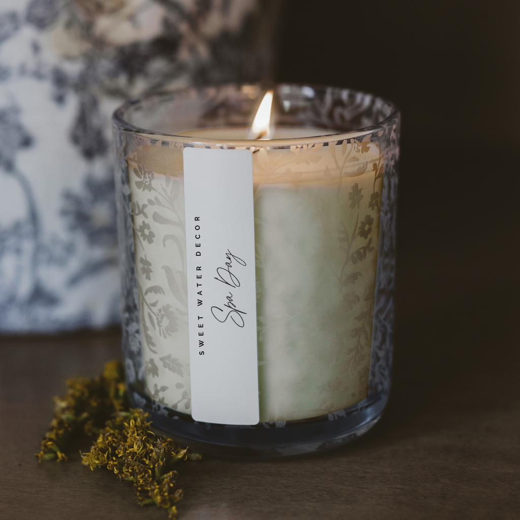 Spa Day Soy Candle - Blue Tinted Glass Jar - 12 oz