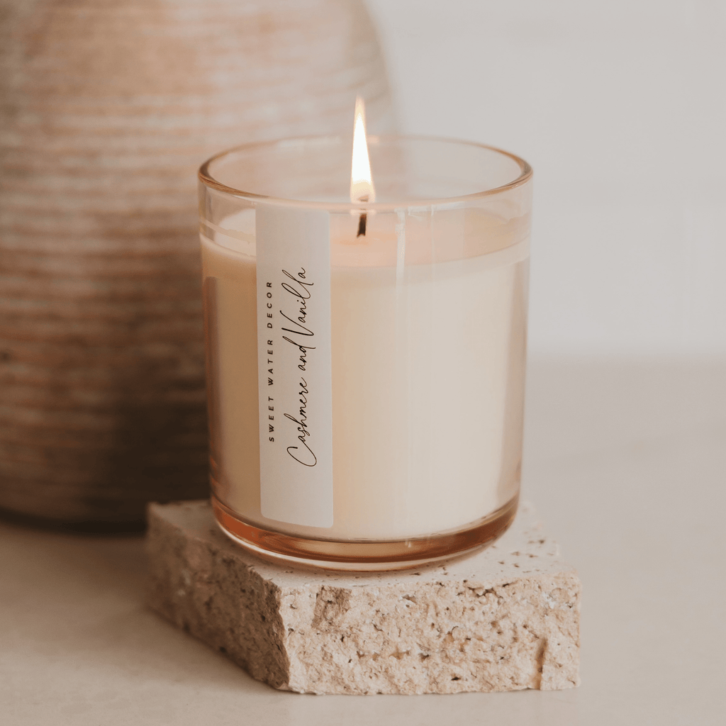 Cashmere and Vanilla Soy Candle - Tinted Glass Jar - 12 oz