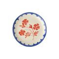 Ceramic Cake Plate with Hand Painted Vintage Flower