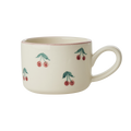 Ceramic Cappuccino Cup with Hand Painted Cherries - 6.7 oz
