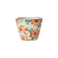 Ceramic Oval Espresso Cup with Hand Painted Orange Flowers - 2.4 oz