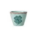 Ceramic Oval Espresso Cup with Hand Painted Good Luck Clover - 2.4 oz