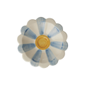 Ceramic Flower Dipping Bowl with Blue Hand Painted Stripes