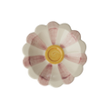 Ceramic Flower Dipping Bowl with Pink Hand Painted Stripes