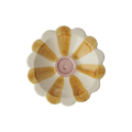 Ceramic Flower Dipping Bowl with Yellow Hand Painted Stripes