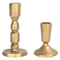 Gold Cast Iron Taper Candle Holders - Set of 2