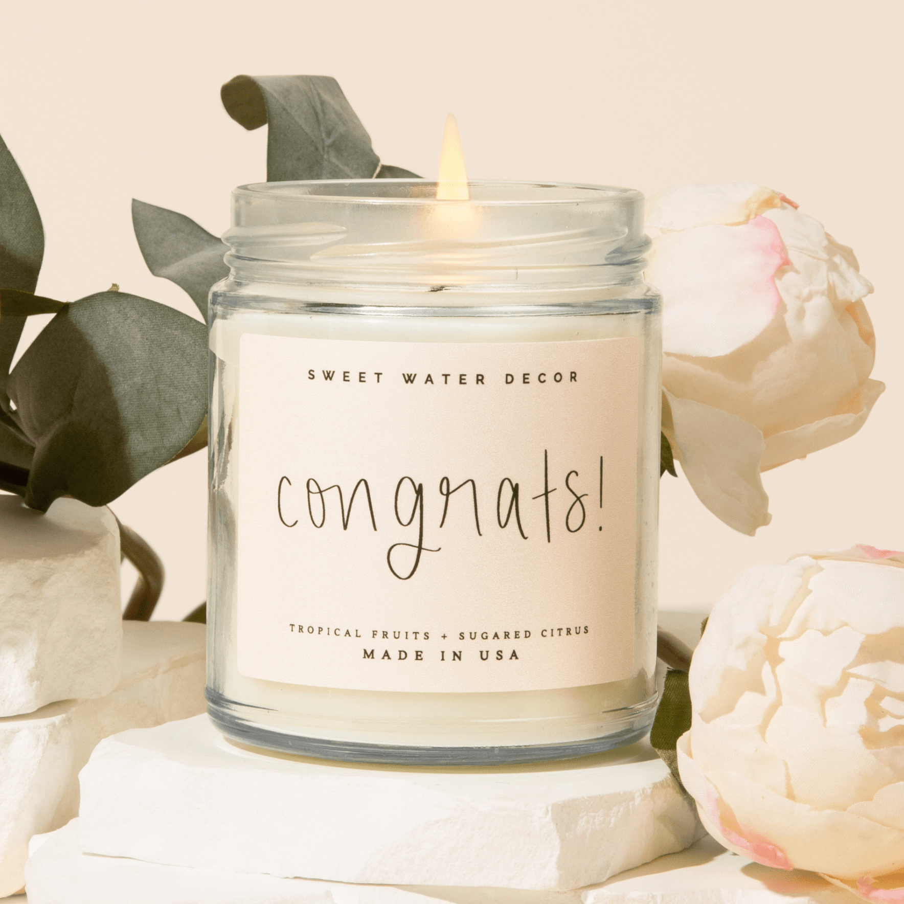 Congrats! Soy Candle - Clear Jar - 9 oz (Island AIr)