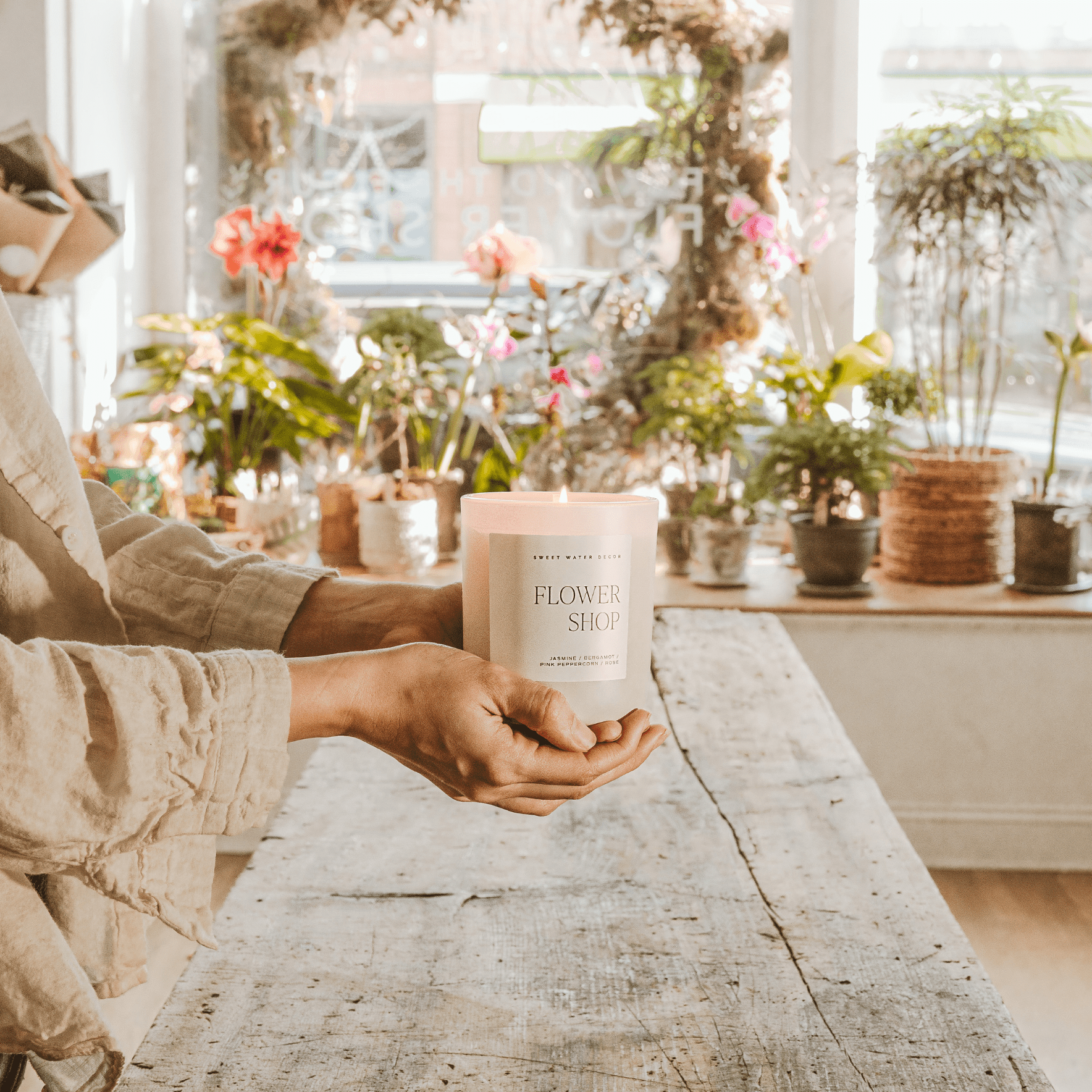 Flower Shop Soy Candle - Tan Matte Jar - 15 oz