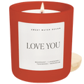 Love You Soy Candle - Red Matte Jar - 15 oz (Driftwood and Mahogany)