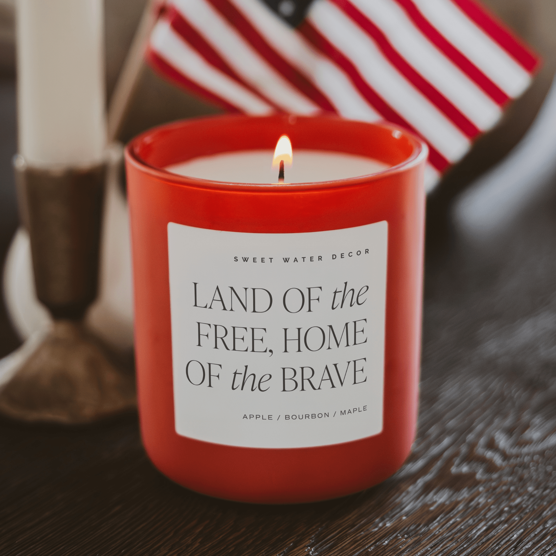 Land of the Free Home of the Brave Soy Candle - Red Matte Jar - 15 oz