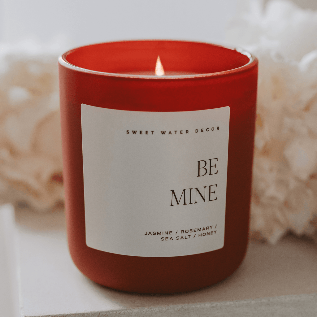 Be Mine Soy Candle - Red Matte Jar - 15 oz (Wildflowers and Salt)