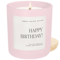 Happy Birthday Soy Candle - Pink Matte Jar - 15 oz (Vanilla Buttercream)