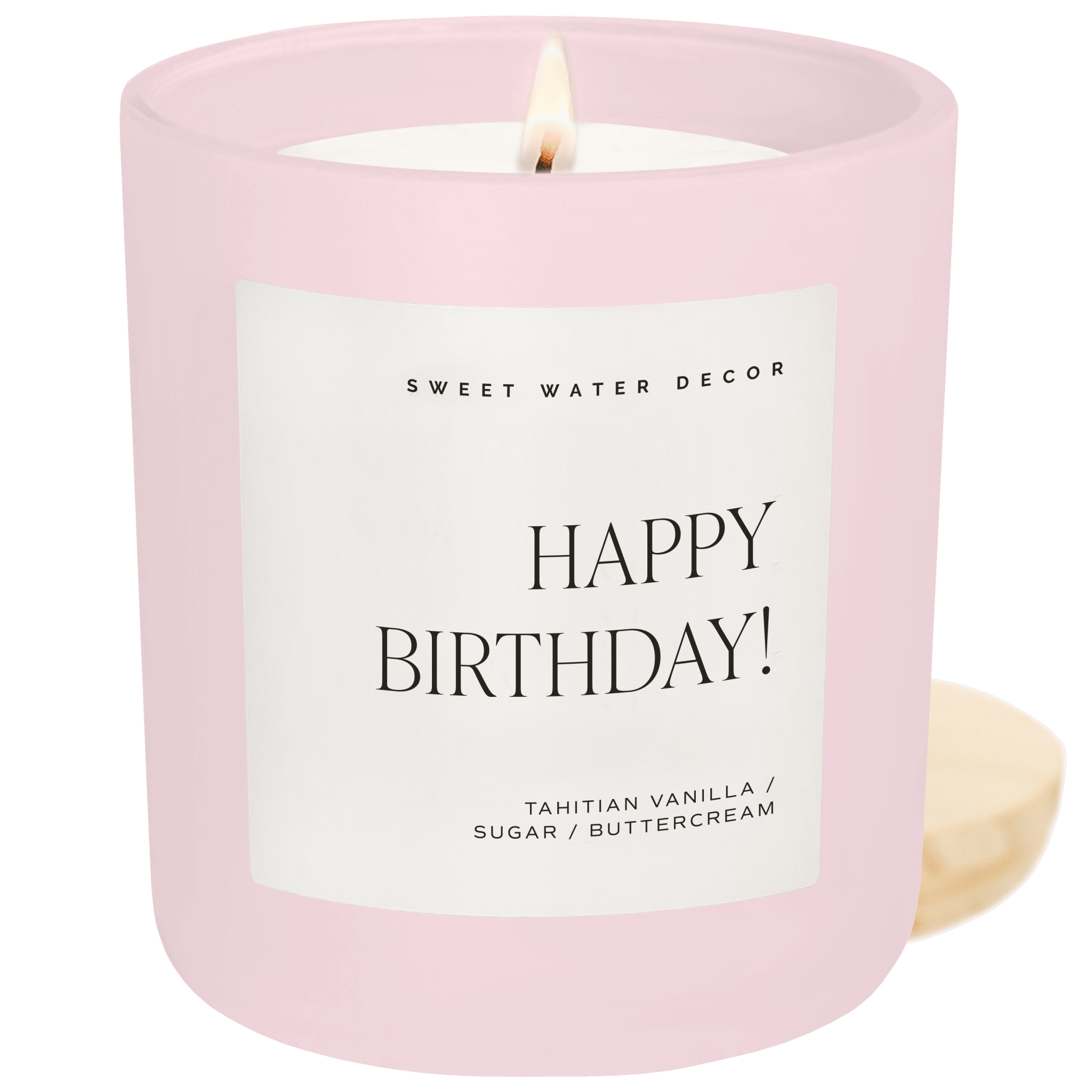 Happy Birthday Soy Candle - Pink Matte Jar - 15 oz (Vanilla Buttercream)