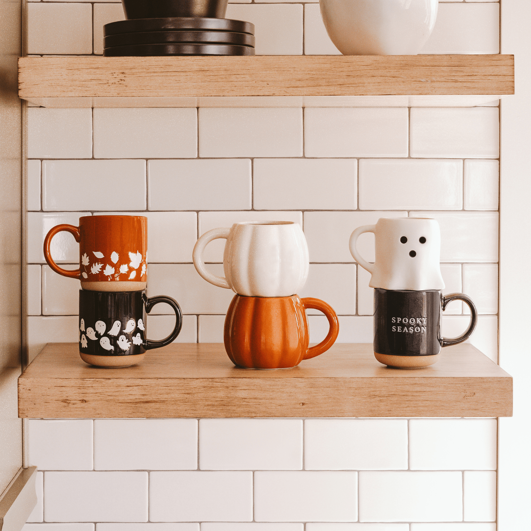 Spooky Season 14 oz Black Stoneware Coffee Mug