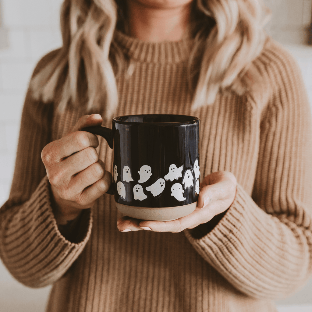 Ghosts 14 oz Black Stoneware Coffee Mug