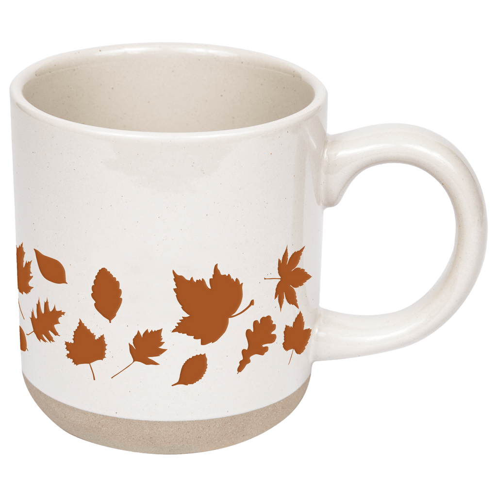 Orange Leaves 14 oz Cream Stoneware Coffee Mug