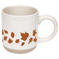 Orange Leaves 14 oz Cream Stoneware Coffee Mug