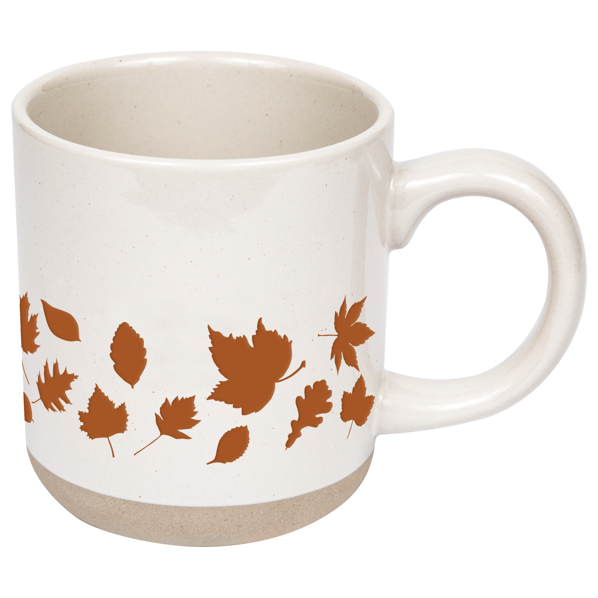 Orange Leaves 14 oz Cream Stoneware Coffee Mug