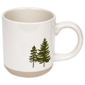 Green Trees 14 oz Cream Stoneware Coffee Mug